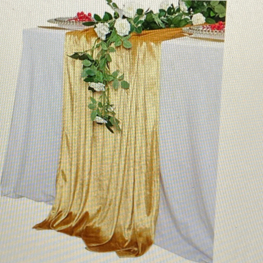 Gold velvet table runner 10 ft long